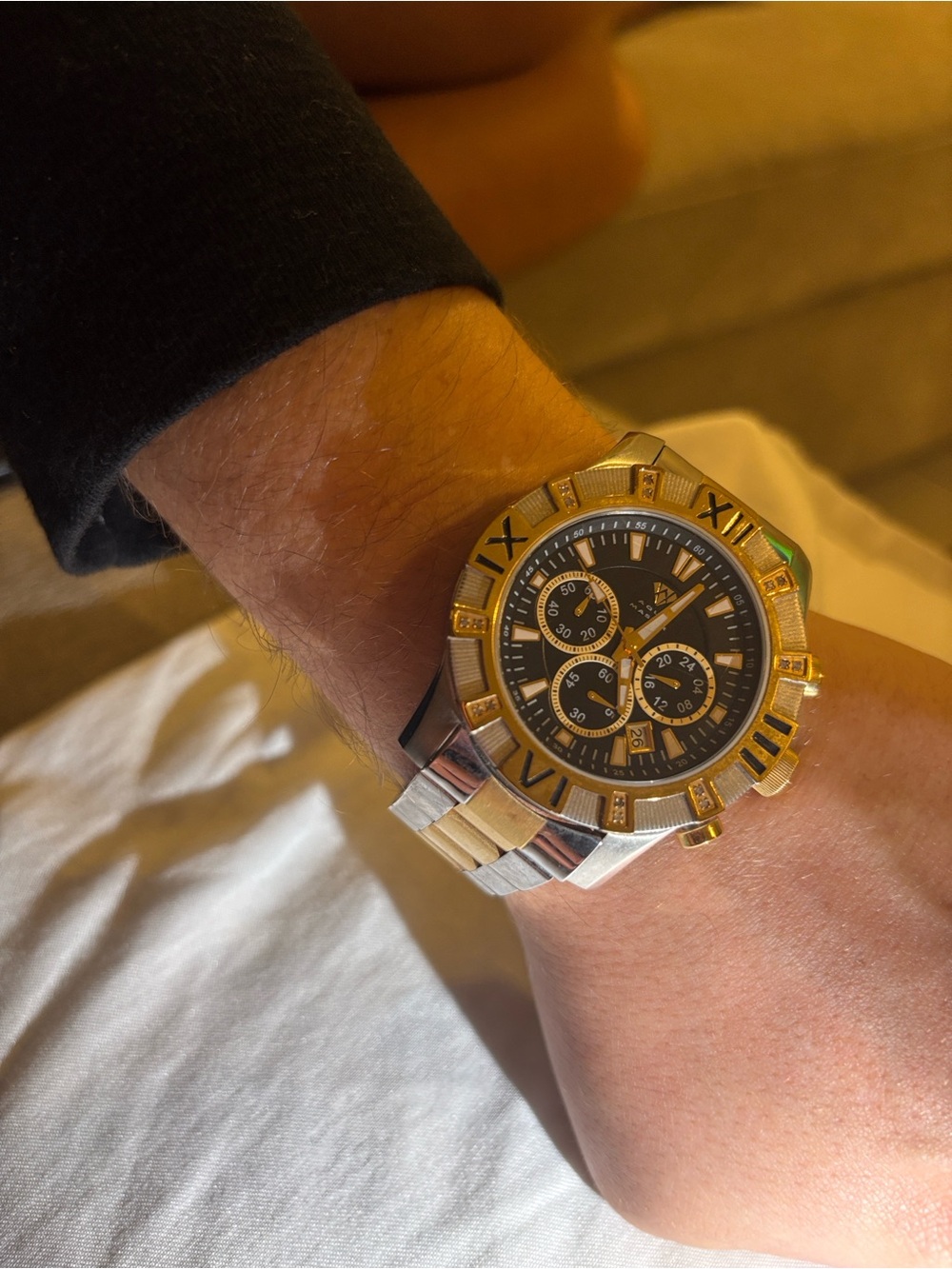 Aqua Two-Tone Gold and Silver Chronograph Bracelet Watch
